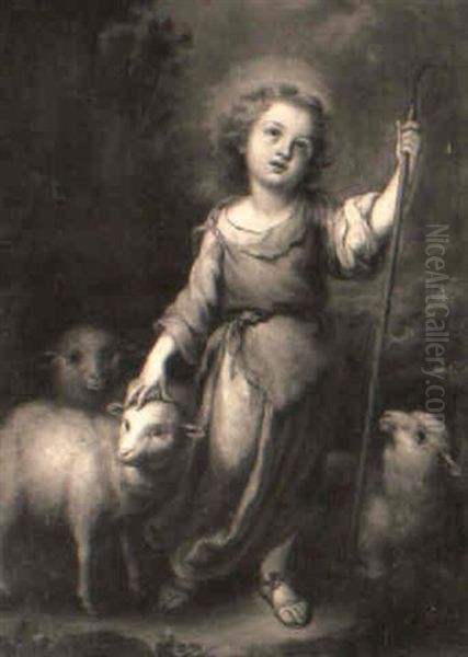 Christ The Shepherd Oil Painting by Bartolome Esteban Murillo