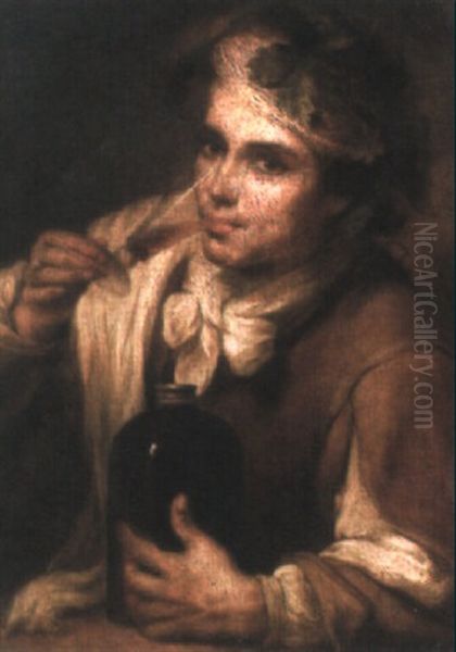 A Boy Drinking From A Glass, Holding A Flagon With His Left Hand Oil Painting by Bartolome Esteban Murillo