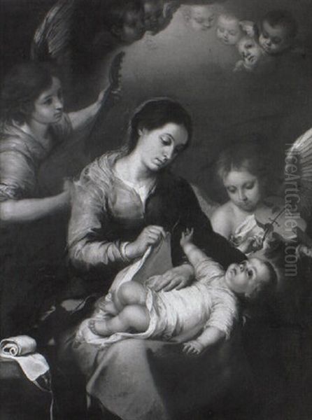 The Maddona Of The Binder Oil Painting by Bartolome Esteban Murillo