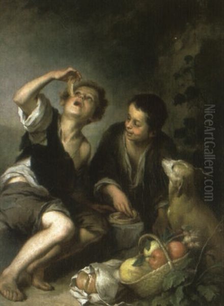 Urchins Eating A Pie Oil Painting by Bartolome Esteban Murillo