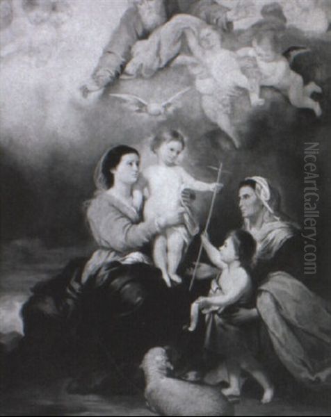 The Madonna And Child With St. Anne And St. John And The Holy Trinity Oil Painting by Bartolome Esteban Murillo