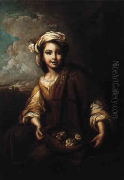 The Flower Seller Oil Painting by Bartolome Esteban Murillo