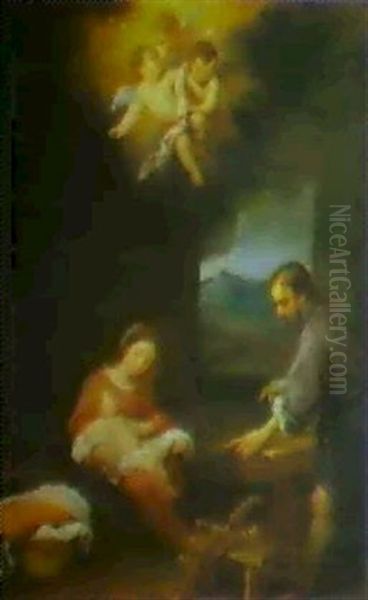 The Holy Family With Saint Joseph As A Carpenter by Bartolome Esteban Murillo