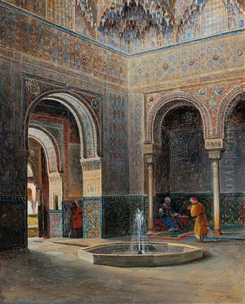 Alhambra Motif Oil Painting by Francisco Muros Ubeda