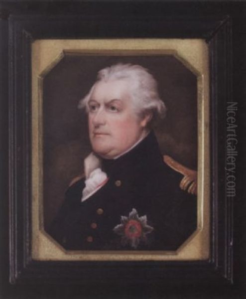 An Important Portrait Of Adam Duncan, Admiral Duncan Of Camperdown, Wearing Naval Uniform, Blue Coat With Gold Epaulettes, Breast Star Of The Order Of The Garter, Red Ribbon, White Cravat Oil Painting by Denis Brownell Murphy