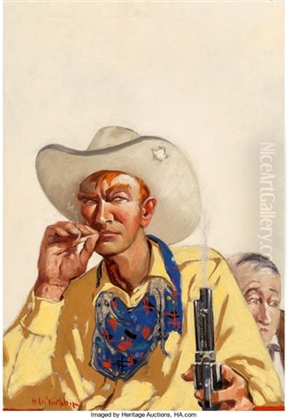 Red Rio Ranchers, Frontier Stories Magazine Cover Oil Painting by Henry Cruse Murphy