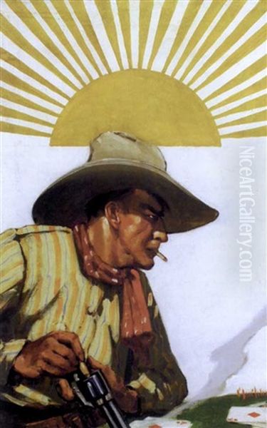 Cowpoke Loading Gun As Duplicate Ace Of Diamonds Is Revealed Oil Painting by Henry Cruse Murphy