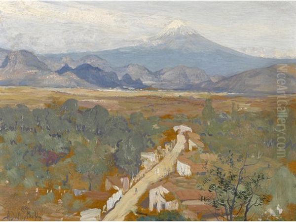 El Popo (popocatepetl) From Cortes Palace Oil Painting by Hermann Dudley Murphy