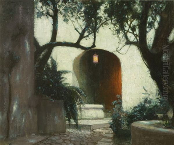 Twilight In The Courtyard Oil Painting by Hermann Dudley Murphy