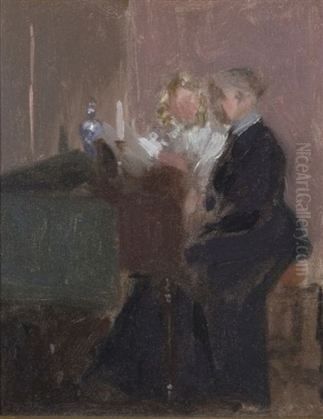 The Piano Lesson Oil Painting by Hermann Dudley Murphy