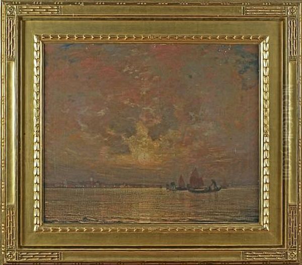 Moonrise On The Lagoon, Venice Oil Painting by Hermann Dudley Murphy