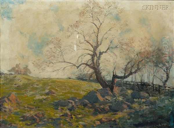 A New England Pasture Old Apple Tree Oil Painting by Hermann Dudley Murphy