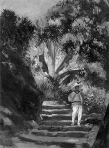 In A Tropic Garden Oil Painting by Hermann Dudley Murphy