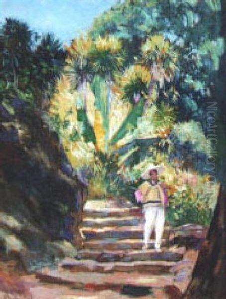 In A Tropic Garden Oil Painting by Hermann Dudley Murphy