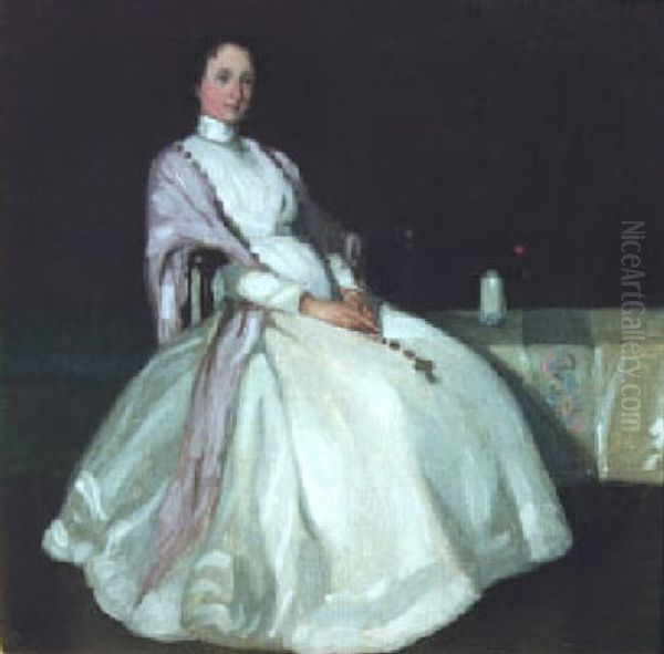 Woman In White Oil Painting by Hermann Dudley Murphy