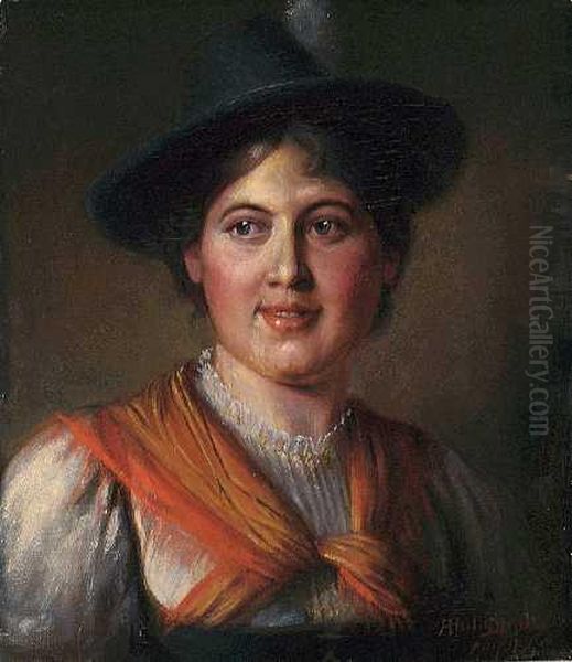 Dirndl-portrait Oil Painting by Alois Binder