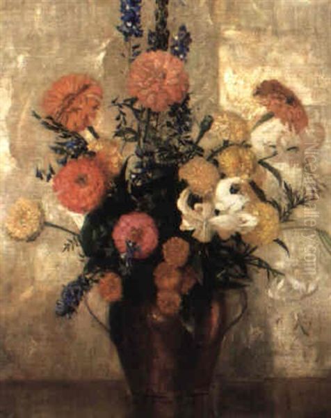 Zinnias Oil Painting by Hermann Dudley Murphy