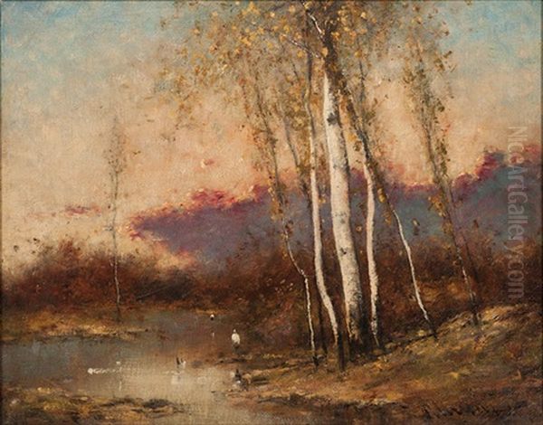 Fall Landscape With Stream Oil Painting by John Francis Murphy