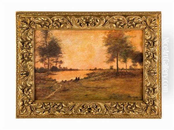 Wooded Landscape Oil Painting by John Francis Murphy