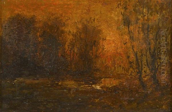 Wooded Sunset Oil Painting by John Francis Murphy