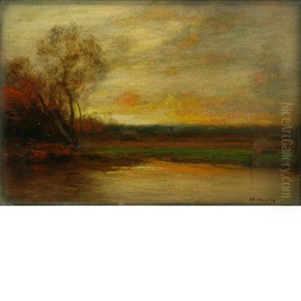 Landscape At Sunset Oil Painting by John Francis Murphy