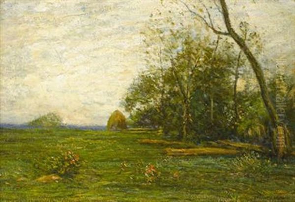 Landscape With Haystack Oil Painting by John Francis Murphy