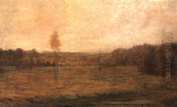 Golden Autumn Landscape Oil Painting by John Francis Murphy