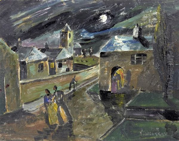 Green Lawns, Moonlight (+ 3 Others; 4 Works) Oil Painting by Charles Murray