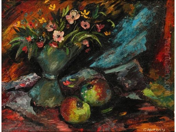 A Still Life Of Flowers And Fruit Oil Painting by Charles Murray