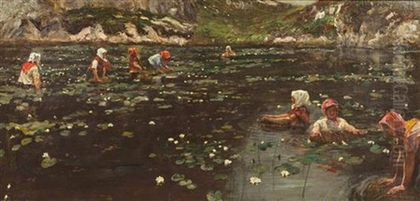 The Lily Harvest Oil Painting by Sir David Murray