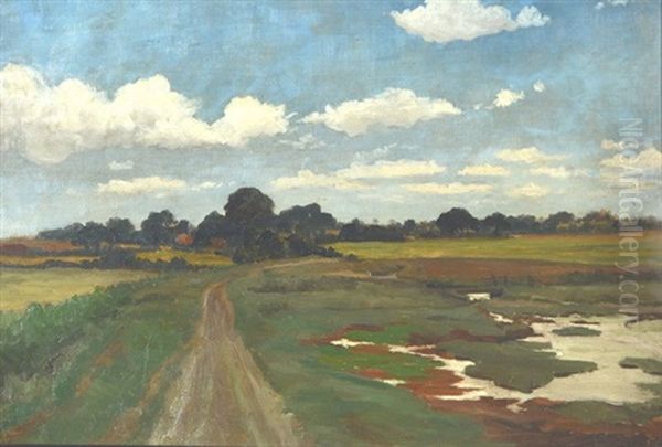 Pastoral Landscape With Country Lane And Marsh Oil Painting by Sir David Murray