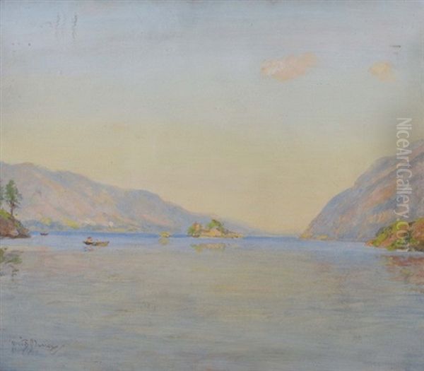 View Of A Loch With Rowing Boat And Untitled (pair) (3 Works) Oil Painting by Sir David Murray