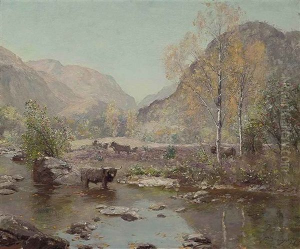 Autumn Gently Tints The Glen Oil Painting by Sir David Murray