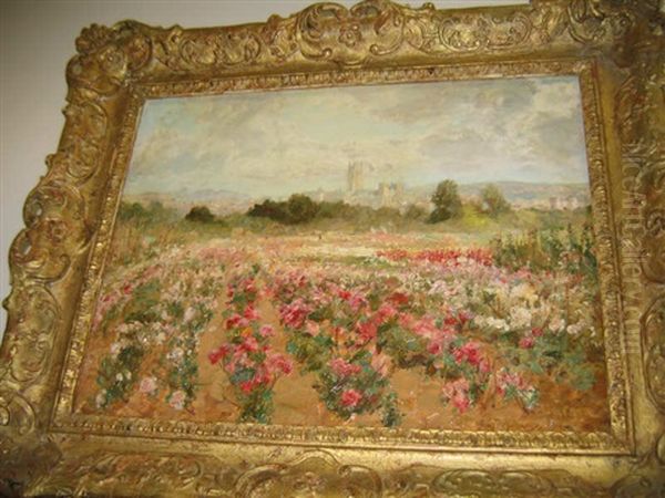 Poppy Field With Distant Castle Oil Painting by Sir David Murray