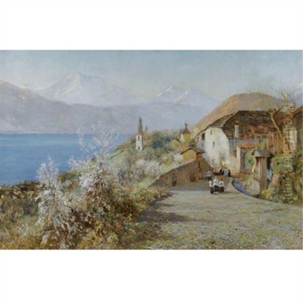 The Pilgrims' Path: Sacro Monte D'orta Oil Painting by Sir David Murray