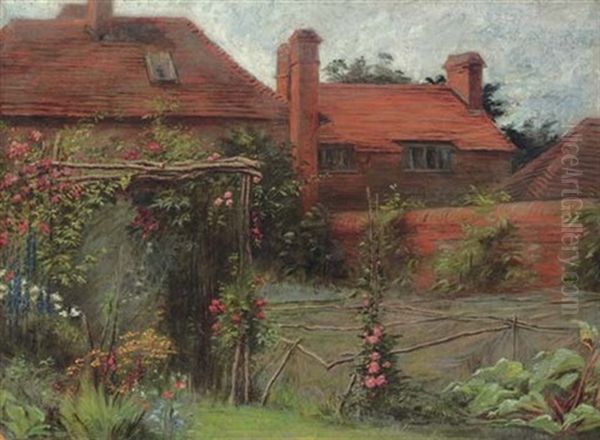 The Kitchen Garden, The Manor Farm, Ashmansworth, Hampshire Oil Painting by Sir David Murray