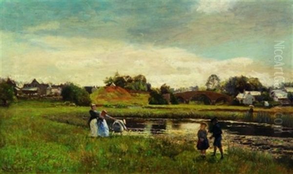 Summer Afternoon By The Lily Pond Oil Painting by Sir David Murray