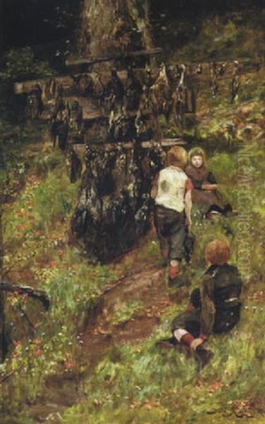 The Gamekeeper's Children Oil Painting by Sir David Murray