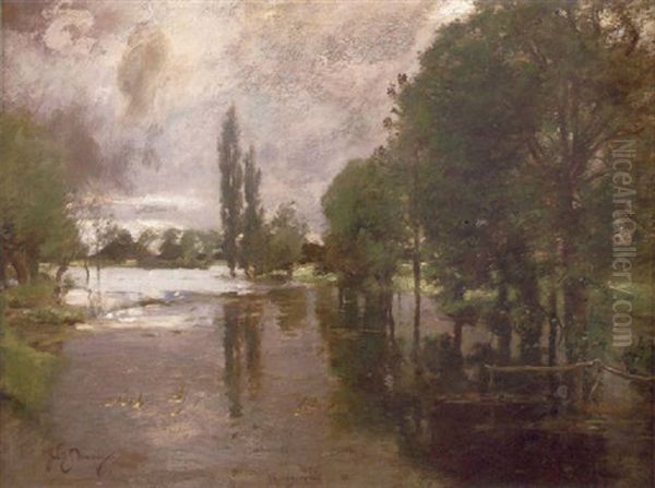 Floods At Flatford Oil Painting by Sir David Murray