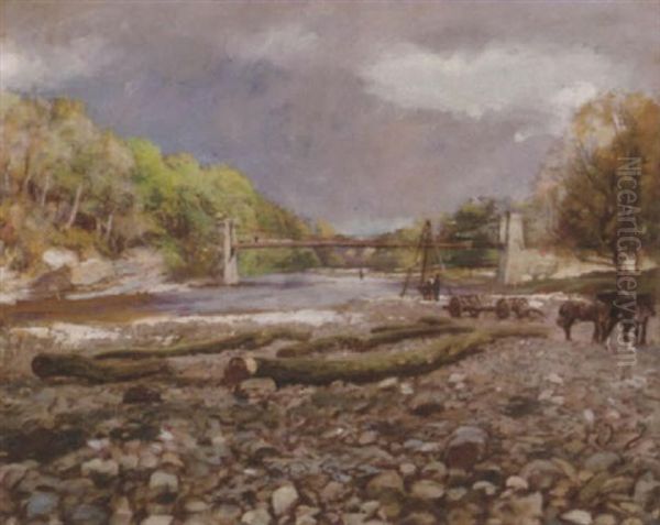 River Landscape Oil Painting by Sir David Murray