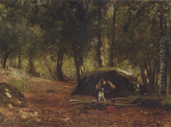 The Charcoal Burner Resting In The Woods Oil Painting by Sir David Murray