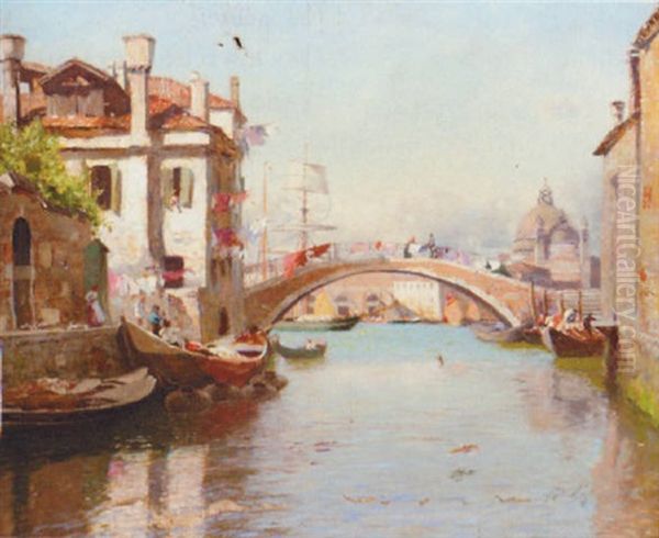 A Venetian Backwater Oil Painting by Sir David Murray