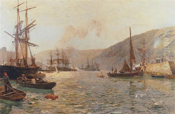 In Dartmouth Harbour Oil Painting by Sir David Murray