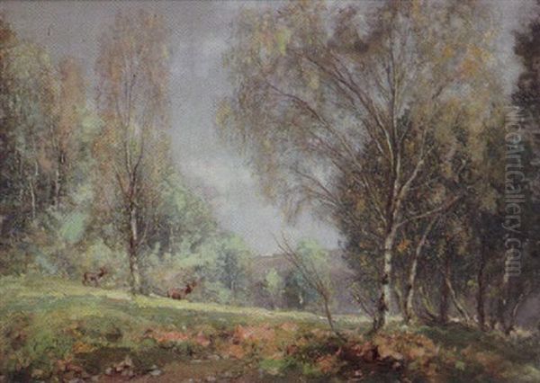 A Haunt Of The Red Deer Oil Painting by Sir David Murray