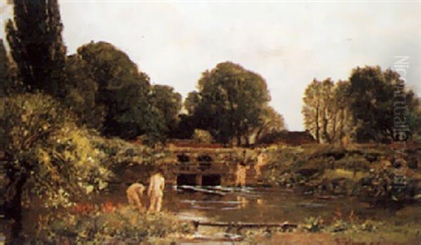 On The River Oil Painting by Sir David Murray