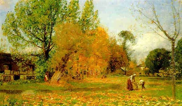 Time Of The Golden Leaves In The Test Valley, Hampshire Oil Painting by Sir David Murray