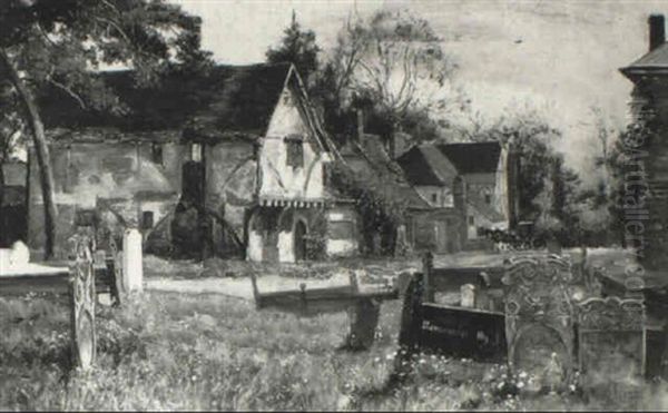 The Church Yard Oil Painting by Sir David Murray