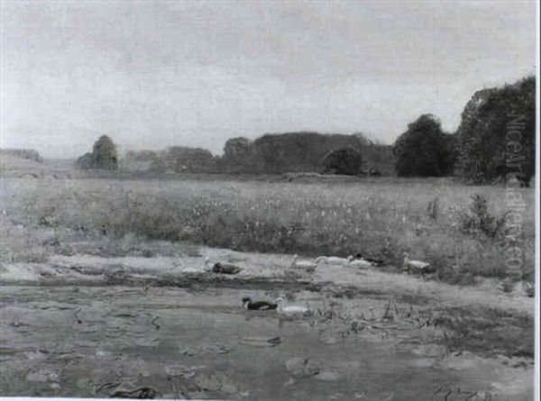 The Duck Pond Oil Painting by Sir David Murray