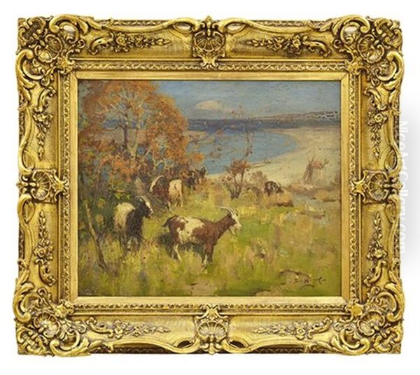 Landscape With Goats Oil Painting by John Reid Murray