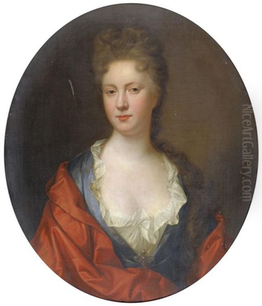 Portrait Of An Elegantly Dressed Lady,half Length, Wearing A Period Costume Oil Painting by Thomas Murray